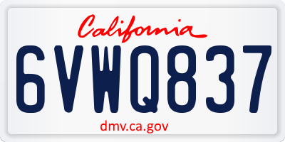 CA license plate 6VWQ837