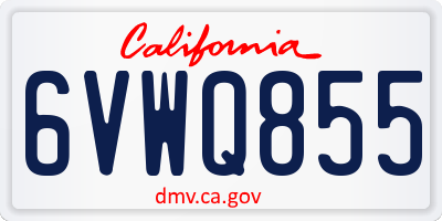 CA license plate 6VWQ855