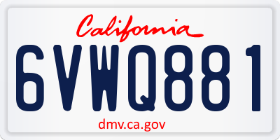 CA license plate 6VWQ881