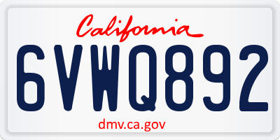 CA license plate 6VWQ892