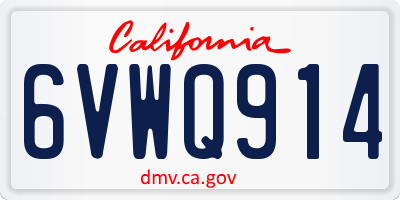 CA license plate 6VWQ914