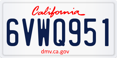 CA license plate 6VWQ951