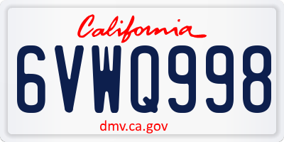 CA license plate 6VWQ998