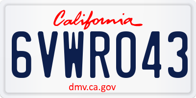 CA license plate 6VWR043
