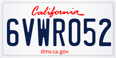 CA license plate 6VWR052