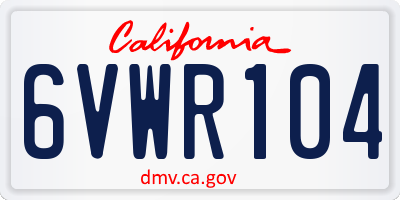 CA license plate 6VWR104