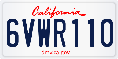 CA license plate 6VWR110