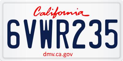CA license plate 6VWR235