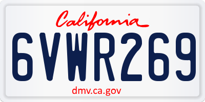 CA license plate 6VWR269
