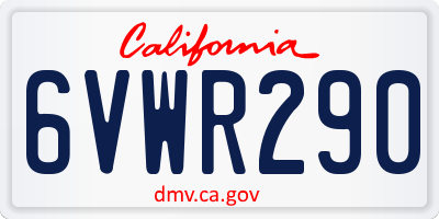 CA license plate 6VWR290