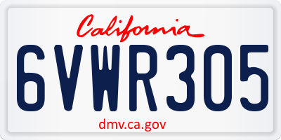 CA license plate 6VWR305