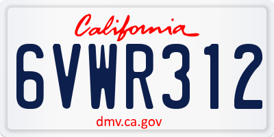 CA license plate 6VWR312