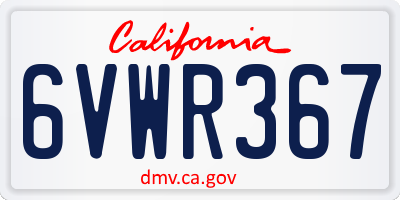 CA license plate 6VWR367