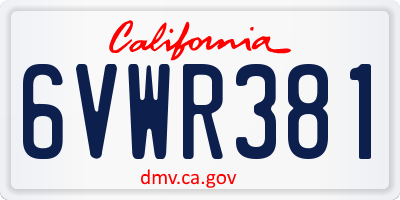 CA license plate 6VWR381