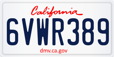 CA license plate 6VWR389