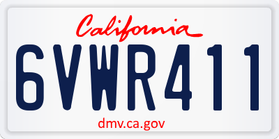 CA license plate 6VWR411