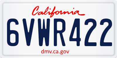 CA license plate 6VWR422