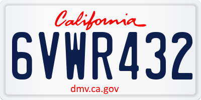 CA license plate 6VWR432