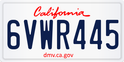 CA license plate 6VWR445