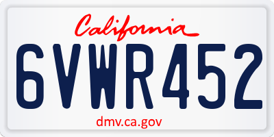 CA license plate 6VWR452