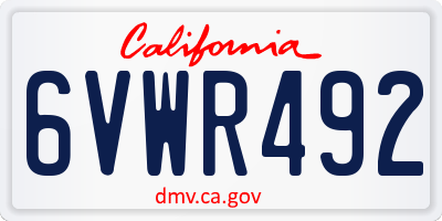 CA license plate 6VWR492