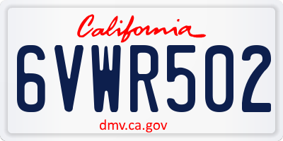 CA license plate 6VWR502