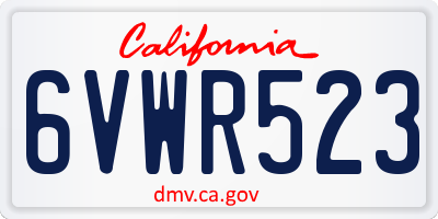CA license plate 6VWR523