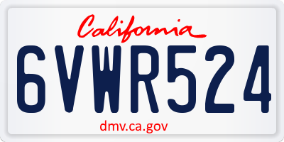CA license plate 6VWR524