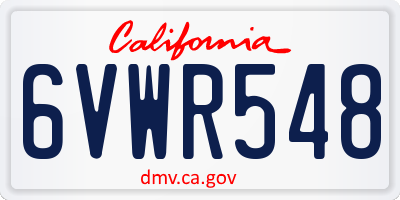 CA license plate 6VWR548
