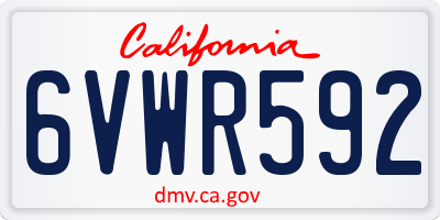 CA license plate 6VWR592