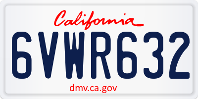 CA license plate 6VWR632