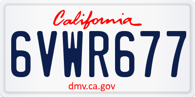 CA license plate 6VWR677