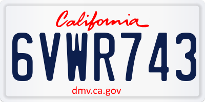 CA license plate 6VWR743