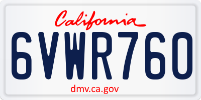 CA license plate 6VWR760