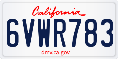 CA license plate 6VWR783