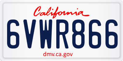 CA license plate 6VWR866