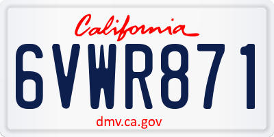 CA license plate 6VWR871