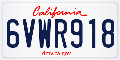 CA license plate 6VWR918