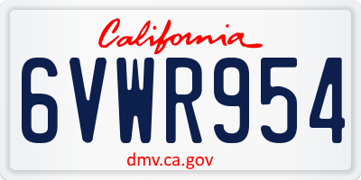 CA license plate 6VWR954