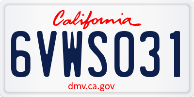 CA license plate 6VWS031