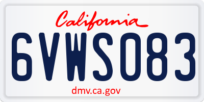 CA license plate 6VWS083