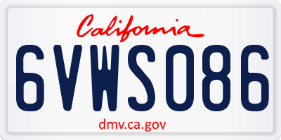 CA license plate 6VWS086