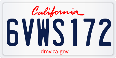 CA license plate 6VWS172