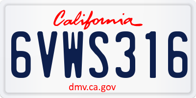 CA license plate 6VWS316