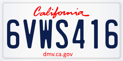CA license plate 6VWS416