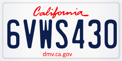 CA license plate 6VWS430