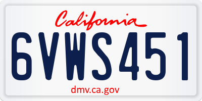 CA license plate 6VWS451