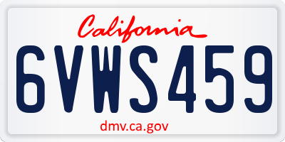 CA license plate 6VWS459