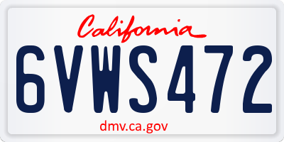 CA license plate 6VWS472