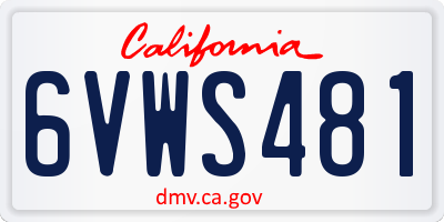 CA license plate 6VWS481